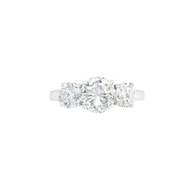 Lot 483 - Platinum and Diamond Three Stone Diamond Ring