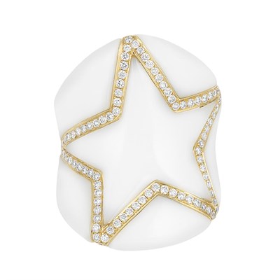 Lot 132 - Gold, White Porcelain and Diamond Ring