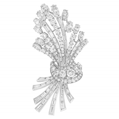Lot 587 - Platinum and Diamond Bouquet Brooch