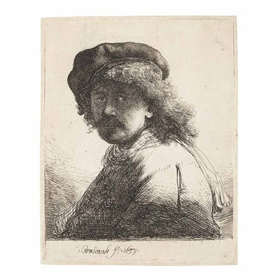 Lot 122 - Rembrandt van Rijn SELF PORTRAIT IN CAP AND...