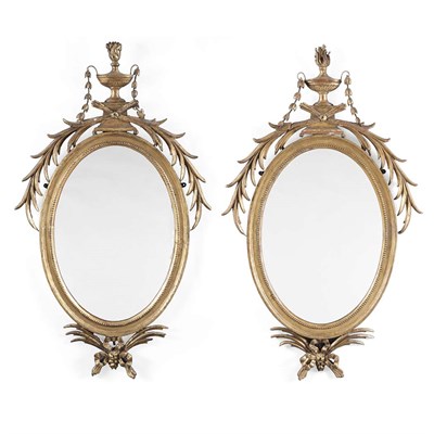 Lot 410 - Pair of George III Gilt-Wood Mirrors Each oval...