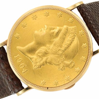 Lot 182 - Gentleman's Gold U.S. Twenty Dollar Coin Wristwatch