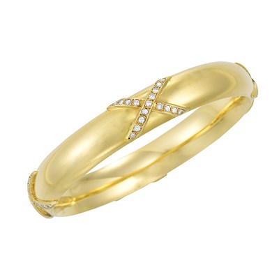Lot 496 - Gold and Diamond Bangle Bracelet, Van Cleef & Arpels