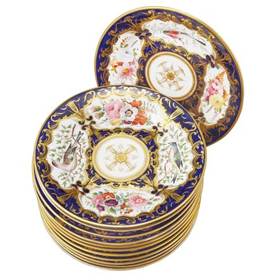 Lot 211 - Set of Twelve English Porcelain Dessert Plates...