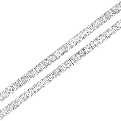Lot 188 - Two Platinum and Diamond Straightline Bracelets
