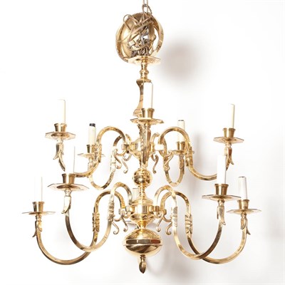 Lot 556 - English Brass Ten-Light Chandelier Height 23...