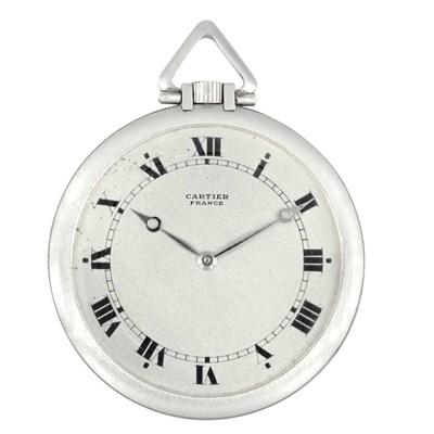 Lot 215 - Art Deco Platinum Open Face Pocket Watch, Cartier, European Watch & Clock Co. Inc., France
