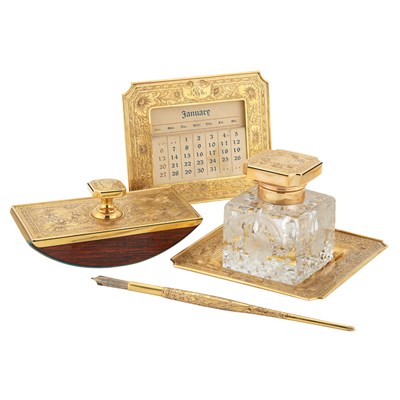 Lot 281 - Gorham 14 Kt. Yellow Gold Desk Set