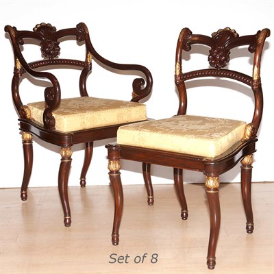Lot 524 - Set of Eight Regency Style Parcel Gilt...