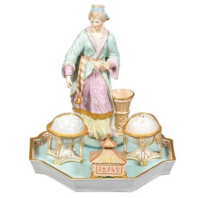 Lot 373 - Berlin Porcelain Desk Set Comprising a figure...
