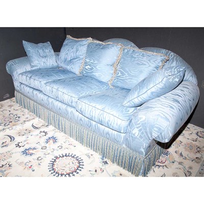 Lot 610 - Silk Upholstered Three-Seat Sofa Length 7 feet...