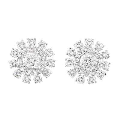 Lot 115 - Pair of Platinum and Diamond Earrings