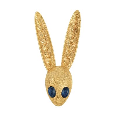 Lot 541 - Gold and Cabochon Sapphire Rabbit Brooch, Bulgari