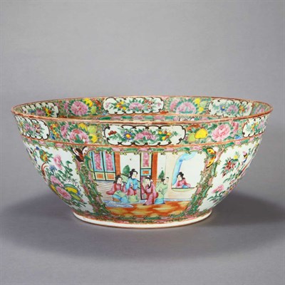 Lot 337 - Canton Rose Medallion Porcelain Punch Bowl...