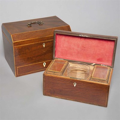 Lot 515 - Regency Mahogany Tea Caddy; Together with a...