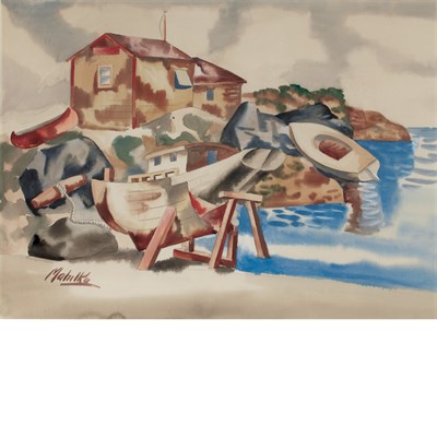 Lot 370 - Jan Matulka American/Czech, 1890-1972 Boat on...