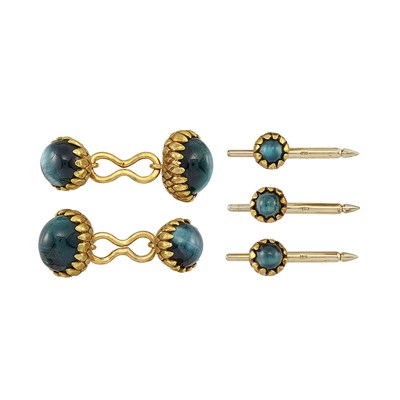 Lot 279 - Gold and Cat's Eye Diopside Acorn Dress Set
