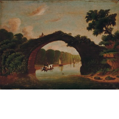 Lot 13 - Attributed to Thomas Chambers The Bridge Oil...