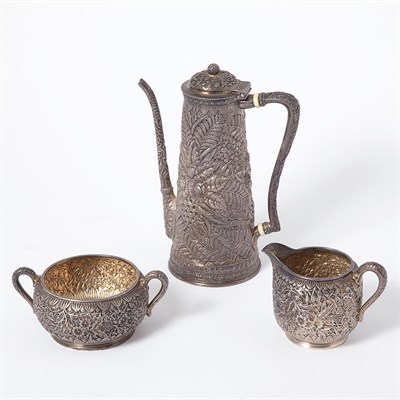 Lot 476 - Tiffany & Co. Sterling Silver Repousse Coffee...