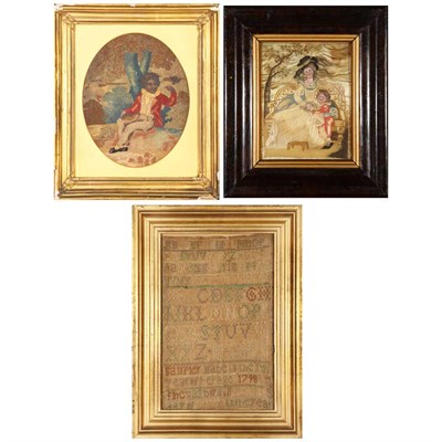 Lot 296 - American Needlework Band Sampler Worked by...