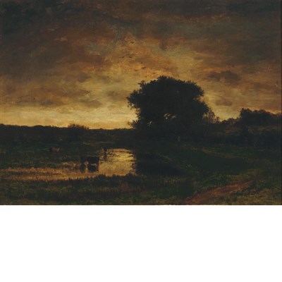 Lot 13 - George Inness American, 1825-1894 Sunset, 1861...