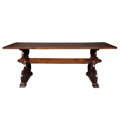 Lot 157 - Italian Baroque Style Walnut Trestle Table The...