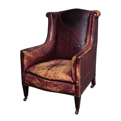Lot 151 - George III Style Leather Upholstered Wing...