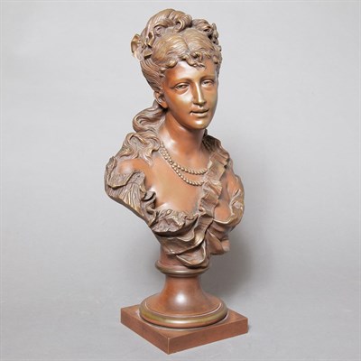 Lot 288 - Bronze Bust of a Woman Georges Pecron, late...