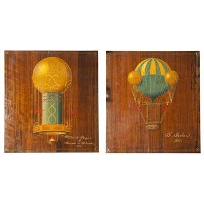 Lot 542 - Pair of Painted Wooden Plaques Depicting the...