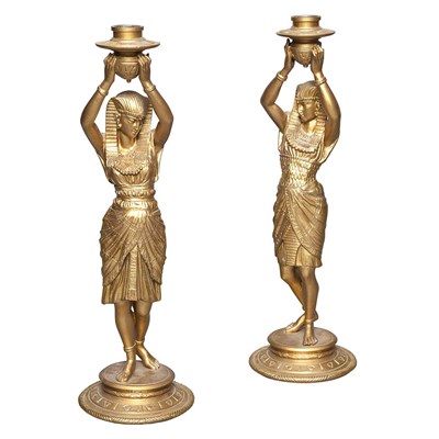 Lot 404 - Pair of Victorian Egyptian Revival Gold...