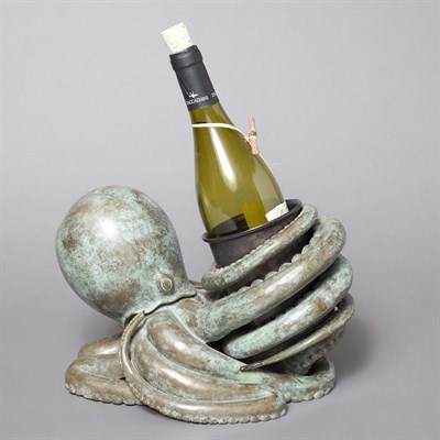 Lot 458 - Patinated-Bronze Octopus-Form Bottle Holder...