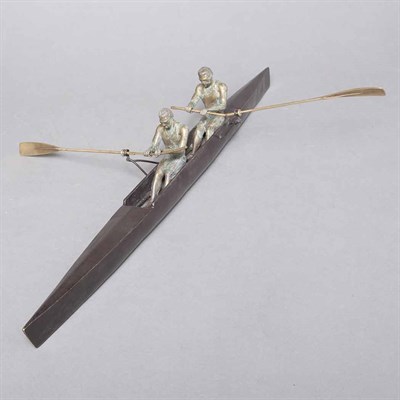Lot 303 - Bronze Model of Two Rowers in a Sculling Boat...
