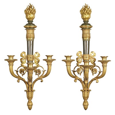 Lot 267 - Pair of Empire Style Gilt and Patinated-Bronze...