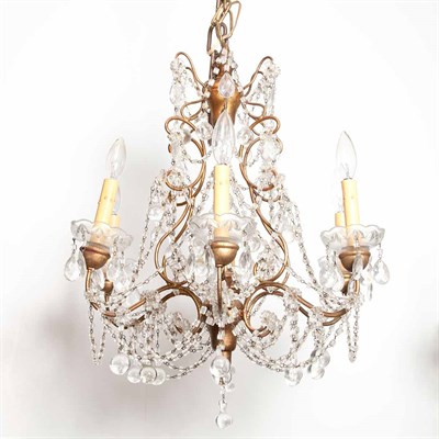 Lot 558 - French Style Gilt-Metal and Glass Six-Light...