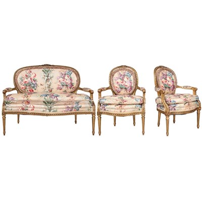 Lot 436 - Louis XVI Style Gilt-Wood Salon Suite 20th...