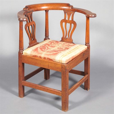 Lot 291 - George III Provincial Mahogany Corner Chair...