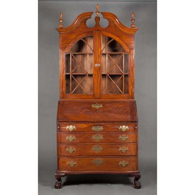 Lot 386 - Chippendale Mahogany Serpentine Secretary...