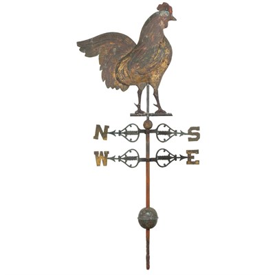 Lot 303 - Gilt Copper Rooster Weathervane With...