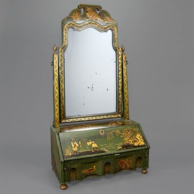 Lot 206 - George I Style Green Japanned Shaving Stand...