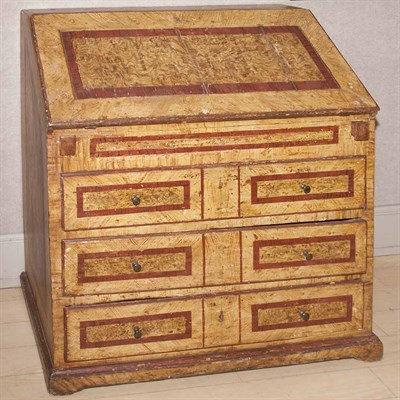 Lot 455 - Continental Faux Burl-Wood Painted Slant Front...