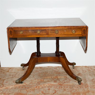 Lot 446 - Regency Satinwood Banded Rosewood Sofa Table...