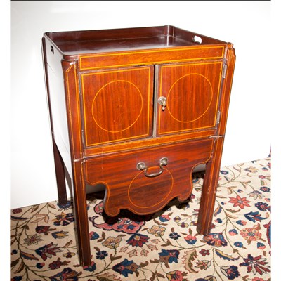 Lot 215 - George III Line Inlaid Pot Cupboard The...
