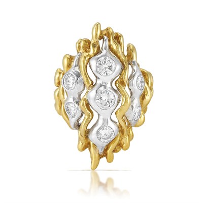 Lot 432 - Two-Color Gold and Diamond Ring