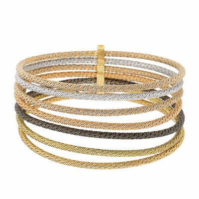 Lot 340 - Multicolored Gold Bangle Bracelet, Tiffany & Co., France