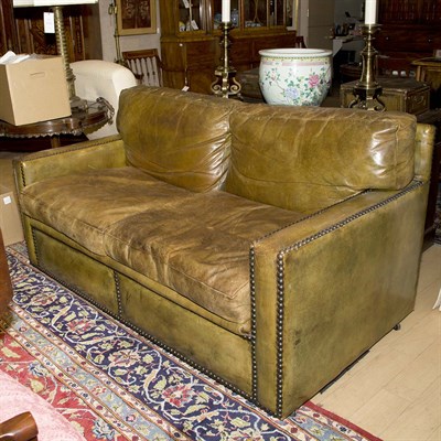 Lot 235 - Nailhead Trim Leather Upholstered Two-Seat...