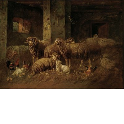 Lot 99 - German School 19th Century Sheep and Chickens...