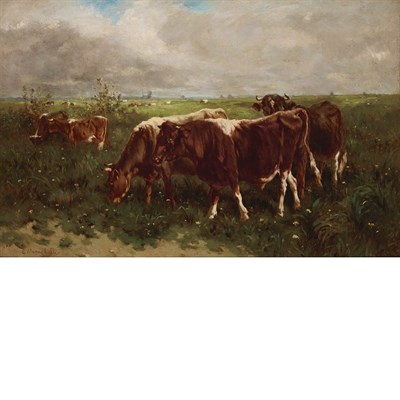 Lot 98 - Enrico Meneghelli American, 1853-1891 Cattle...