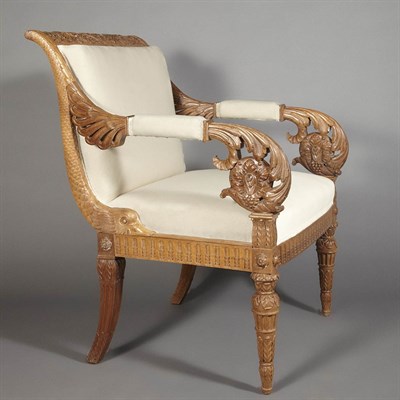 Lot 338 - Northern Italian Neoclassical Carved Walnut...