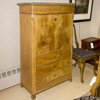 Lot 182 - Biedermeier Marble Top Fruitwood Secretaire a...