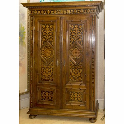 Lot 243 - Dutch Style Inlaid Mahogany Armoire Height 6...